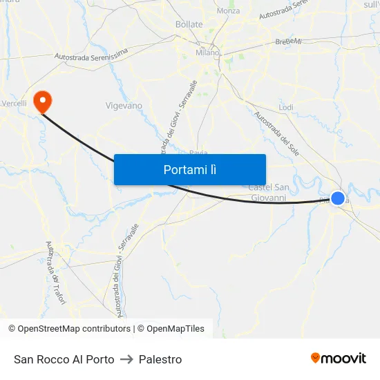 San Rocco Al Porto to Palestro map