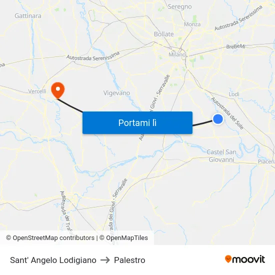 Sant' Angelo Lodigiano to Palestro map