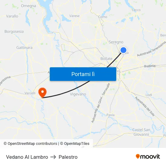 Vedano Al Lambro to Palestro map