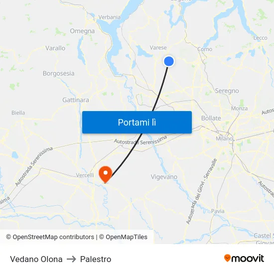 Vedano Olona to Palestro map