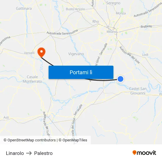 Linarolo to Palestro map