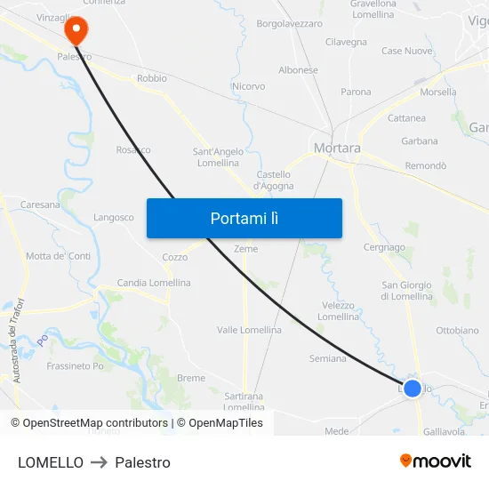 LOMELLO to Palestro map