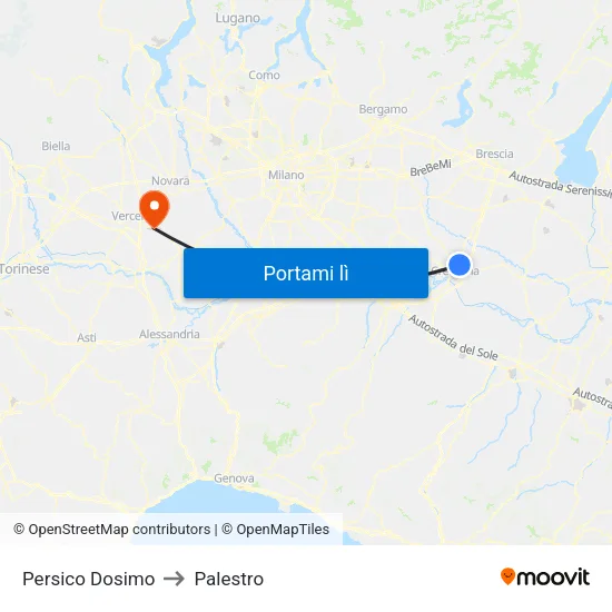 Persico Dosimo to Palestro map