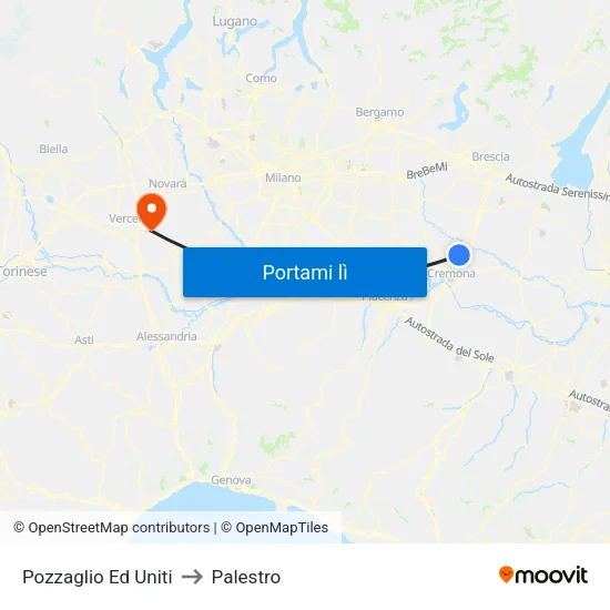 Pozzaglio Ed Uniti to Palestro map