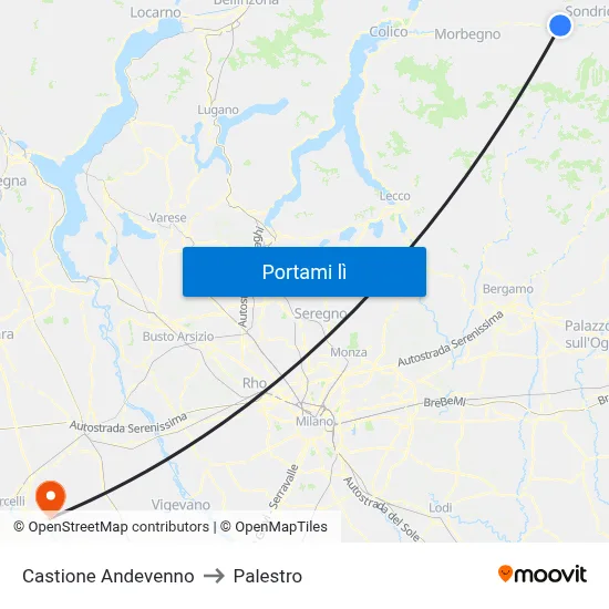 Castione Andevenno to Palestro map