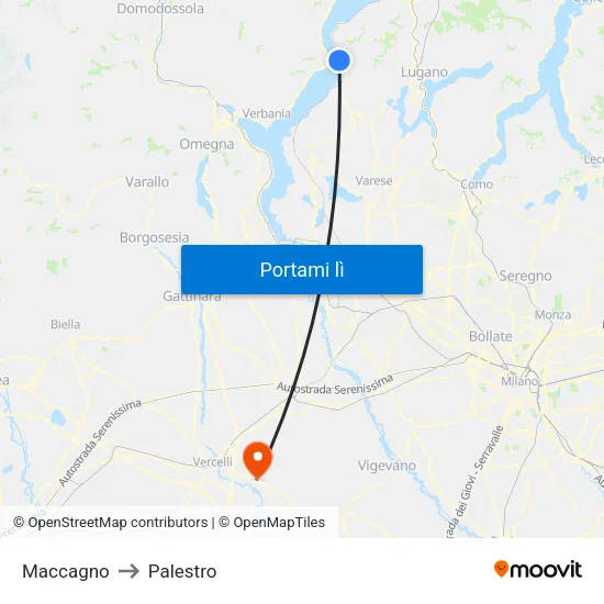 Maccagno to Palestro map
