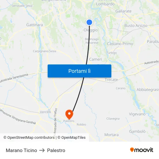 Marano Ticino to Palestro map