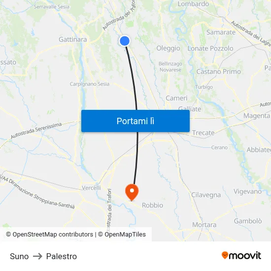 Suno to Palestro map