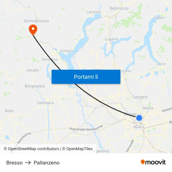 Bresso to Pallanzeno map