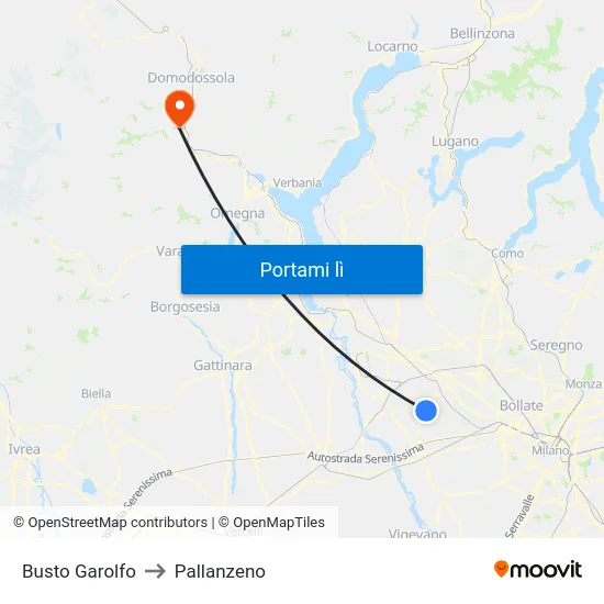 Busto Garolfo to Pallanzeno map