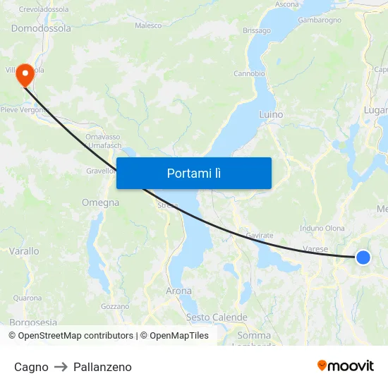 Cagno to Pallanzeno map