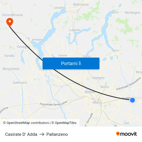 Casirate D' Adda to Pallanzeno map