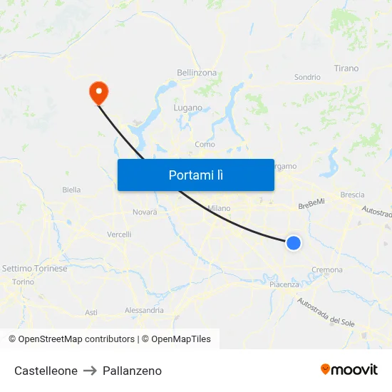 Castelleone to Pallanzeno map
