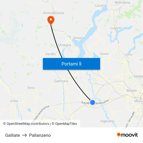 Galliate to Pallanzeno map