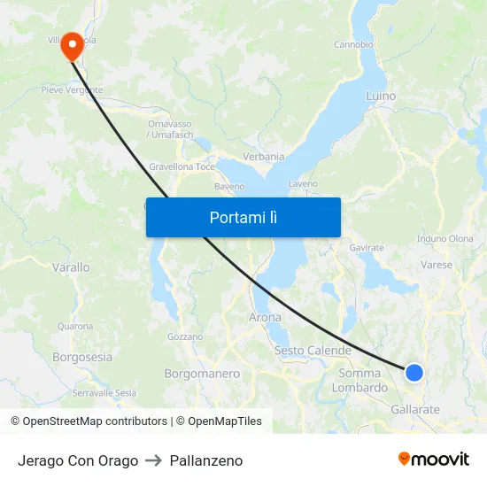 Jerago Con Orago to Pallanzeno map