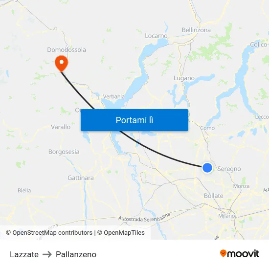 Lazzate to Pallanzeno map