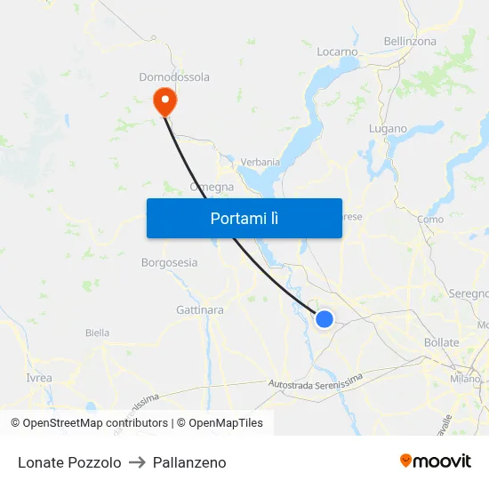 Lonate Pozzolo to Pallanzeno map