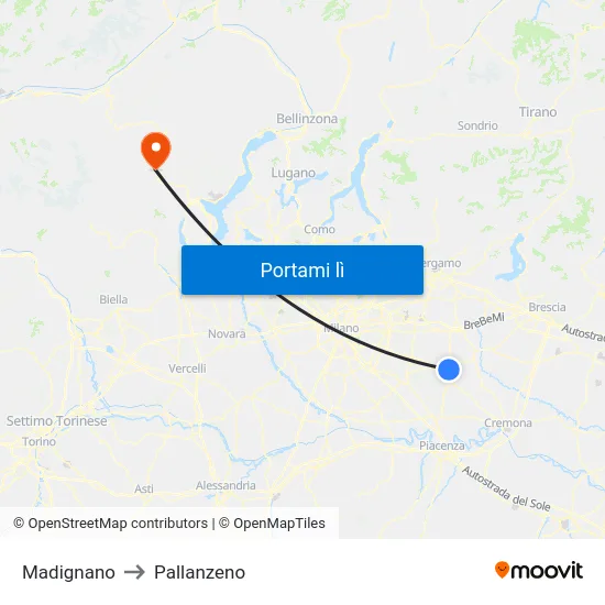 Madignano to Pallanzeno map