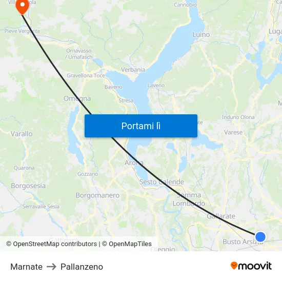 Marnate to Pallanzeno map