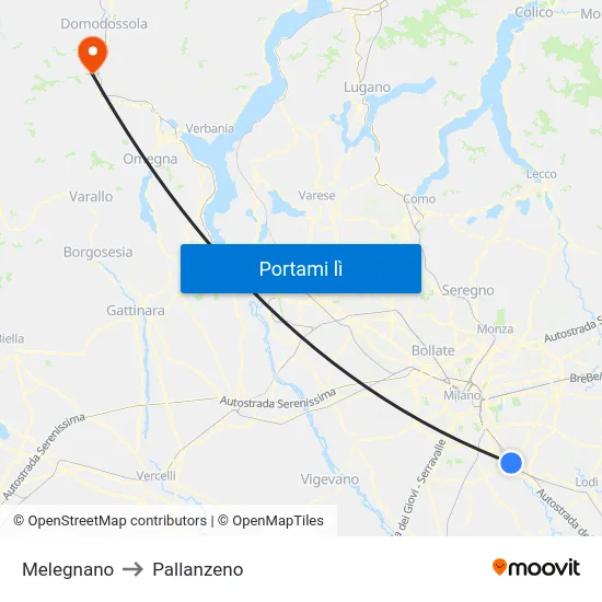 Melegnano to Pallanzeno map
