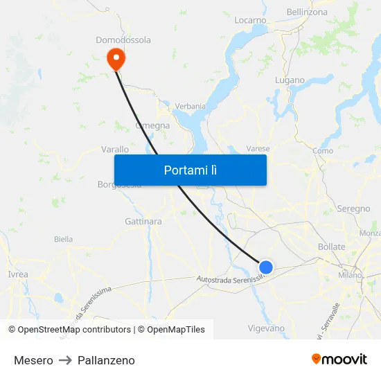 Mesero to Pallanzeno map