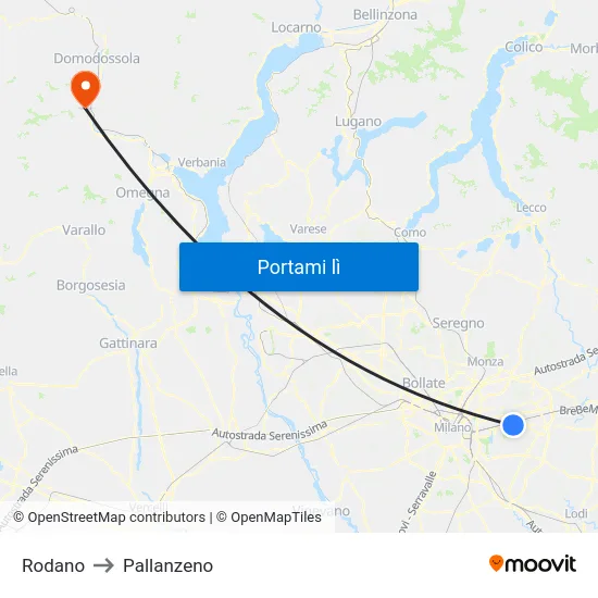 Rodano to Pallanzeno map