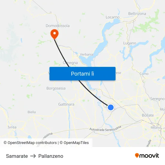 Samarate to Pallanzeno map
