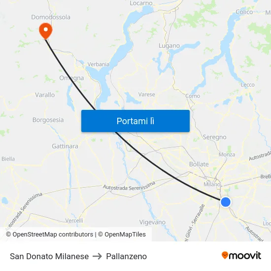 San Donato Milanese to Pallanzeno map