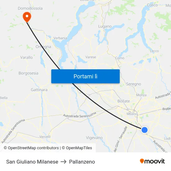 San Giuliano Milanese to Pallanzeno map