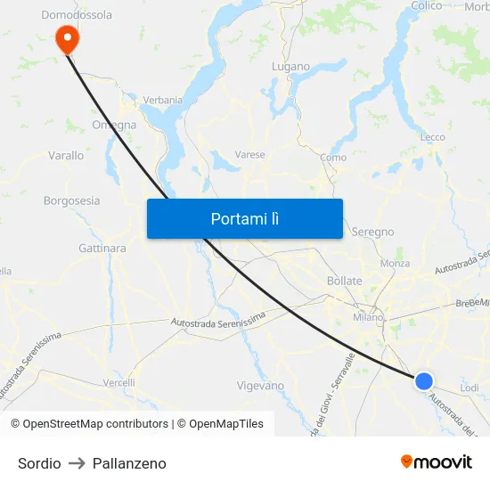 Sordio to Pallanzeno map