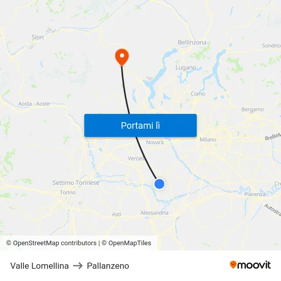 Valle Lomellina to Pallanzeno map
