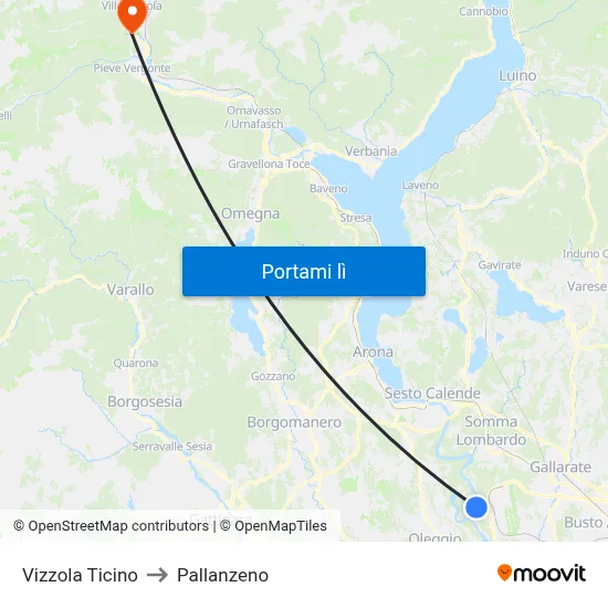 Vizzola Ticino to Pallanzeno map