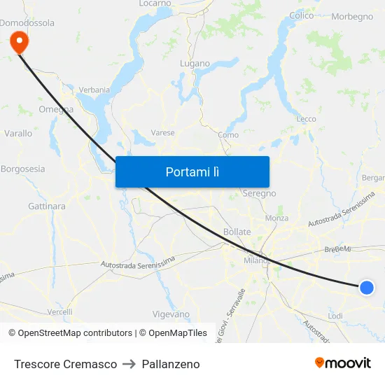 Trescore Cremasco to Pallanzeno map