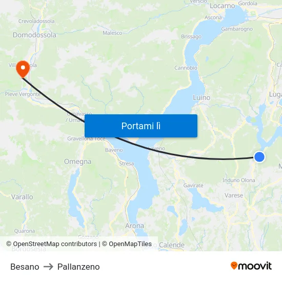 Besano to Pallanzeno map
