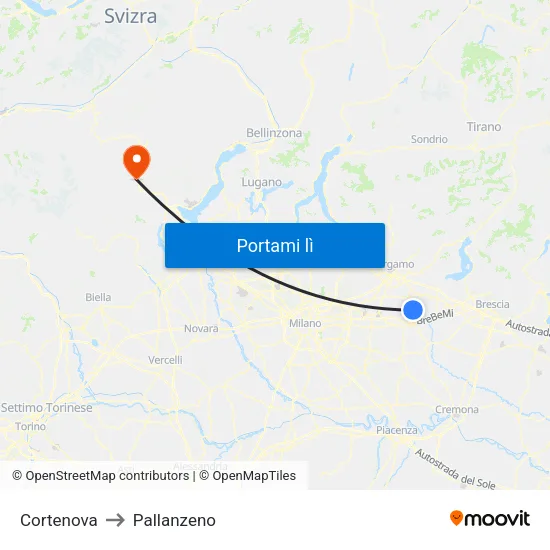 Cortenova to Pallanzeno map