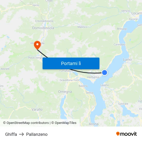 Ghiffa to Pallanzeno map
