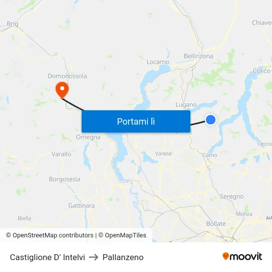 Castiglione D' Intelvi to Pallanzeno map