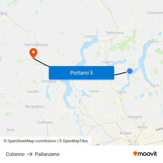 Colonno to Pallanzeno map