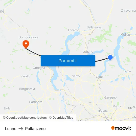 Lenno to Pallanzeno map