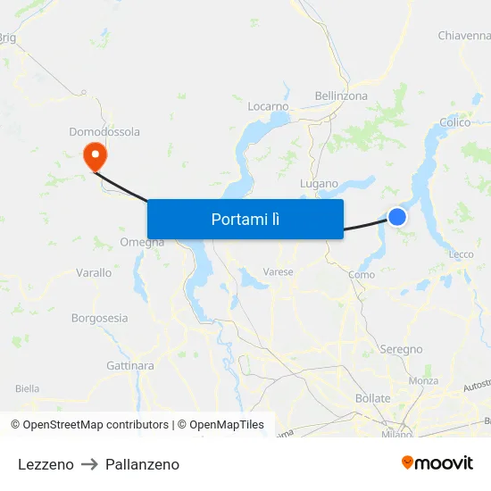 Lezzeno to Pallanzeno map