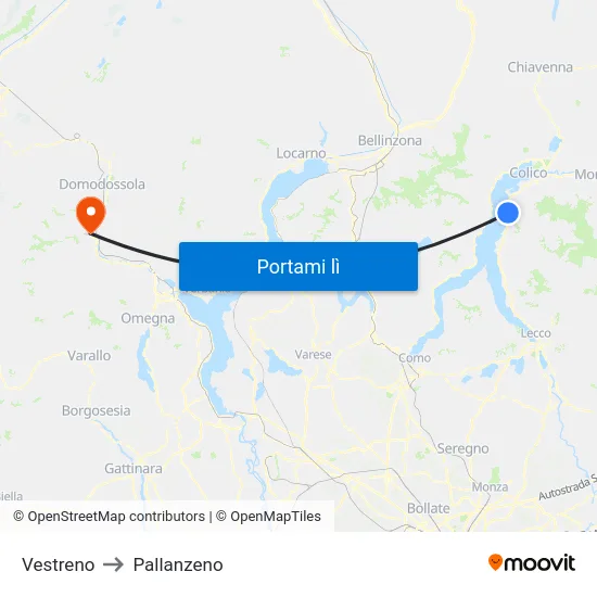 Vestreno to Pallanzeno map