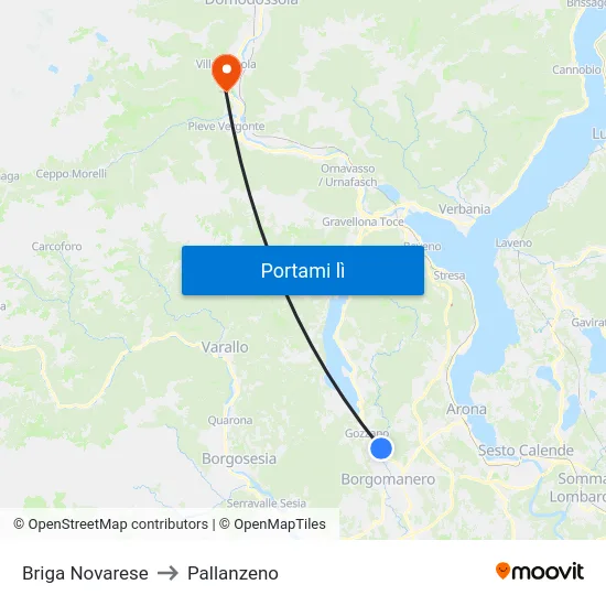 Briga Novarese to Pallanzeno map