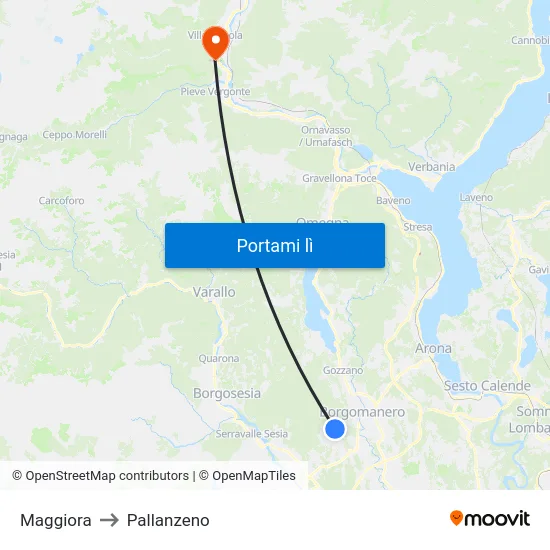 Maggiora to Pallanzeno map