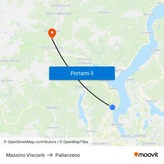 Massino Visconti to Pallanzeno map