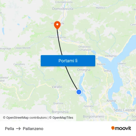 Pella to Pallanzeno map