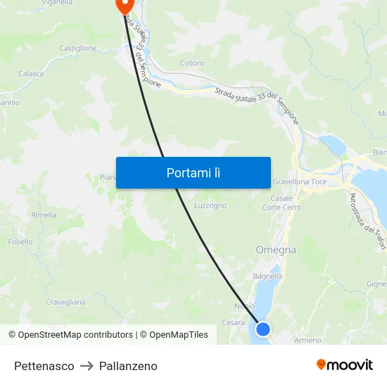 Pettenasco to Pallanzeno map