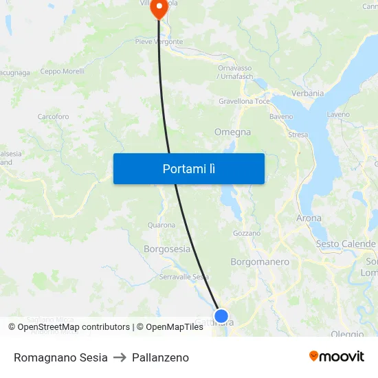 Romagnano Sesia to Pallanzeno map