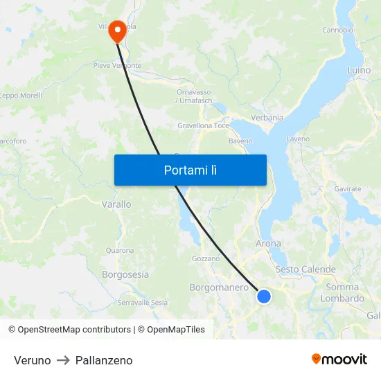 Veruno to Pallanzeno map