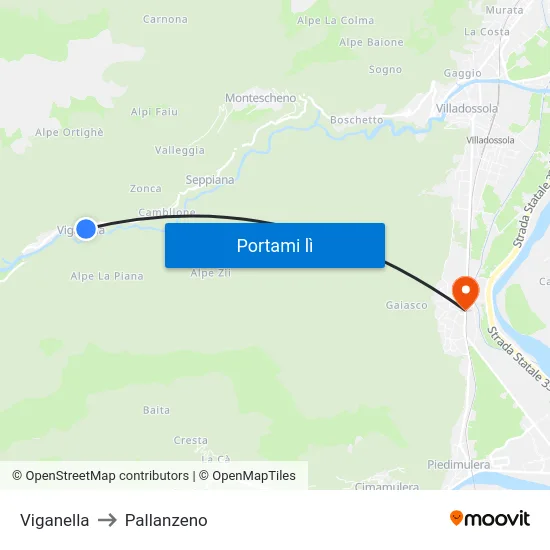 Viganella to Pallanzeno map