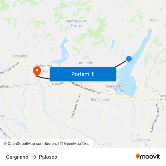 Gargnano to Palosco map
